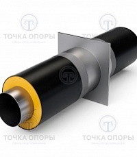 Неподвижная опора в ППУ изоляции с полиэтиленовой (ПЭ) оболочкой с металлической заглушкой изоляции и выводом кабеля